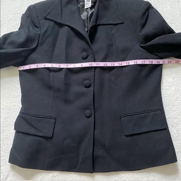 Vintage Saville Suit Pure Wool Black Button Up Retro Blazer Jacket Women's Sz 12 - Picture 6 of 7